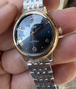 Omega De Ville Prestige Ladies 34 mm Rose Gold Blue Dial VSF A8800 - imagine 4