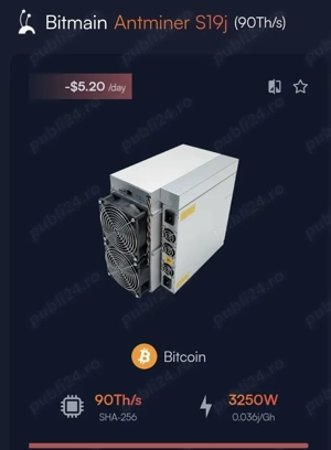 Miner ASIC Bitmain Antminer S19J 120Th