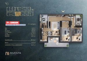 NOU pe Piata - 0% Comision -  Apartament 3 camere - cladire nZEB - imagine 2