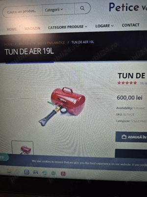 Tun aer  pentru umflat roti,  19 litri