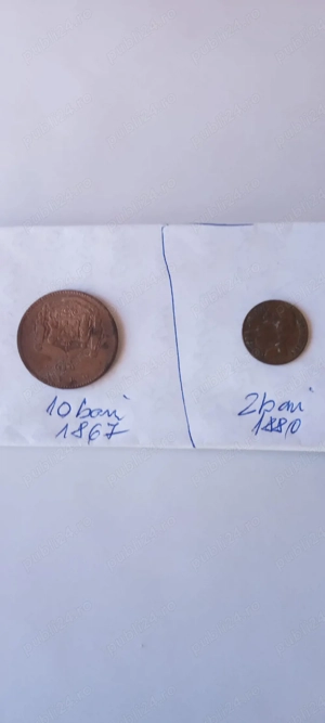 Monede 10 bani din1867 si moneda 2bani din 1880
