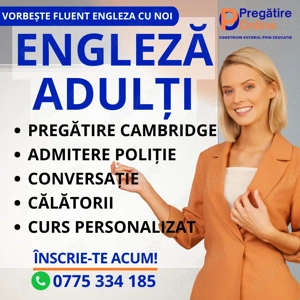 Meditatii la limba engleza pentru adulti si pentru admitere la scolile de Politie si de Jandarmerie