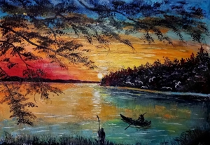 Pictura ulei pescari