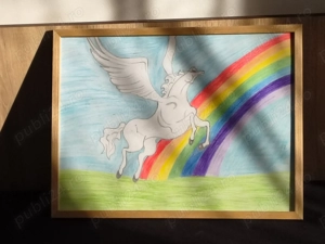 desen pegasus -Fantastic-Vis-Succes- Lucrare originală A3 în creioane colorate (Faber-Castell)-Cj
