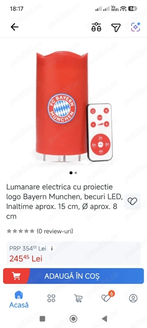 Lumanare proiector FC Bayern Munchen 