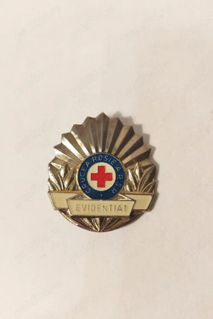 Insignă Crucea Roșie Română - Militaria   Colecție Aurită Vintage
