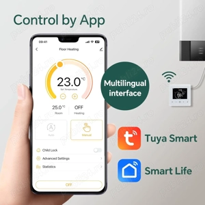 Termostat inteligent Beok WR 03   WiFi, 2 fire, alimentare pe baterii, compatibil Tuya Smart Life - imagine 3