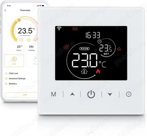 Termostat inteligent Beok WR 03   WiFi, 2 fire, alimentare pe baterii, compatibil Tuya Smart Life