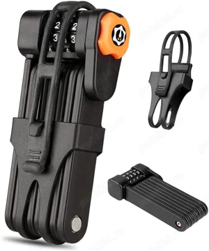 Antifurt pliabil pentru bicicletă   85 cm, oțel aliat, combinație 4 cifre, ultra rezistent