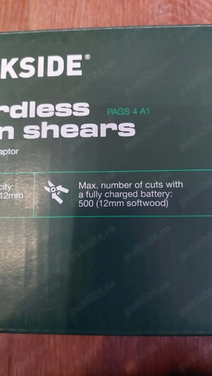 Foarfecă de grădină pentru vie,etc cu acumulator PAGS 4 A1,Nou! - imagine 5