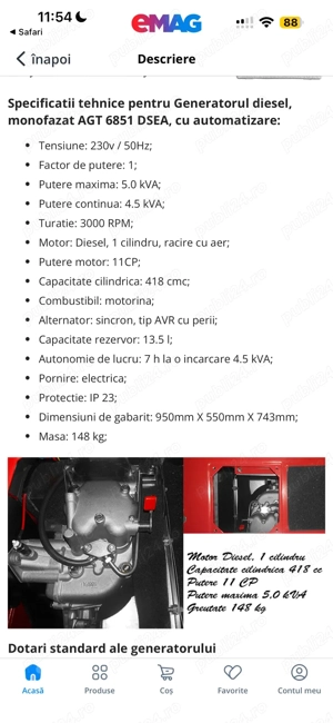 Vand generator DIESEL AGT 6851DSEAATS 5kw(5kva) monofazat de tip stand-by cu pornire automata - imagine 5