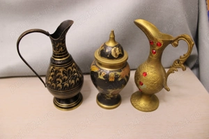 Set 3 Miniaturi Vintage din Alamă   Stil Indo-Persan (Lucrate Manual)