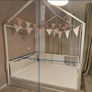 Pat copii tip CASUTA Montessori + saltea  - imagine 3