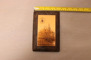 Plachetă Vintage Cupru și Lemn   Suvenir München (Marienplatz)   Artă Germană