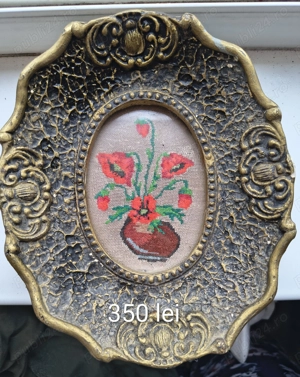 Goblen miniatura punct mic, sita fina in rama art nouveau