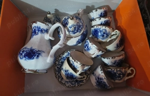 Set incomplet portelan fin cu cobalt si argintiu