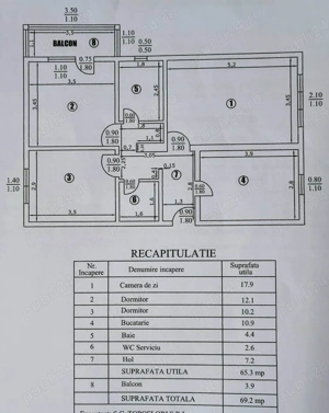Apartament 3 camere, 65 mp utili, 2 băi, balcon   Steaua, Slatina - imagine 7