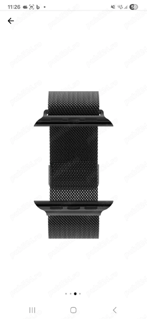 Curea Compatibila cu Apple Watch, Milanese Loop, Stainless Steel, Negru, 42 44 45 mm