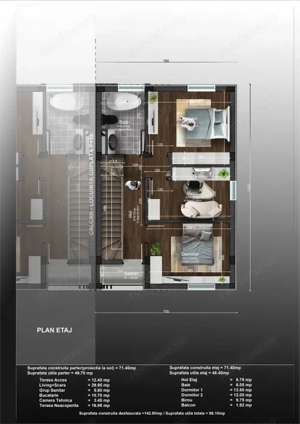 Casa 4 camere, P+1, 99mp | gaz, curent, apa si canal | Acces rapid DR9 - imagine 10