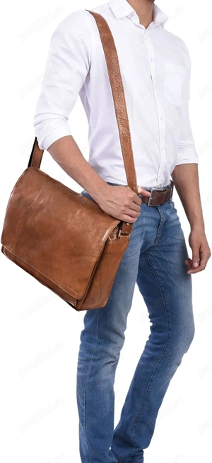 Geanta firma Stilord UK piele naturala bivol vintage,masuri 41 cm 33cm,laptop student avocat inginer