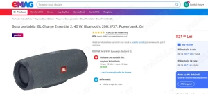 Boxa portabila JBL Charge Essential 2, 40W, Bluetooth, 20H, IPX7 - imagine 5