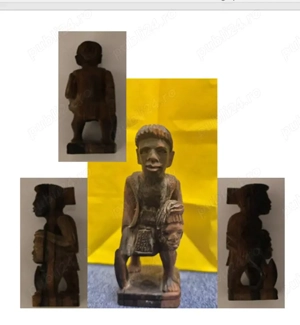 Miniatură Sculptură Africană   Lemn Exotic, Detalii Fine (8 cm)