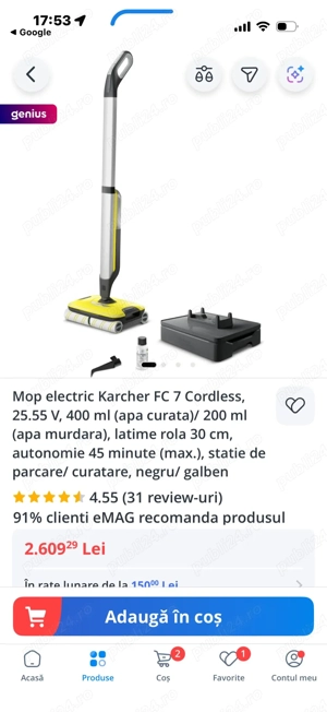 Vand Mop elctric Karcher