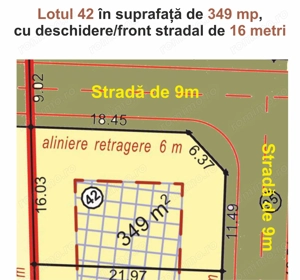  Vând teren intravilan 349 mp cu deschiderea de 16 metri -  în Sibiu, str. Viile Sibiului.