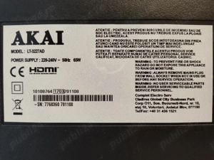 Televizor LED 32'' Akai, LT-3227AD, negru, în stare bună (aspect și funcționare) - imagine 3