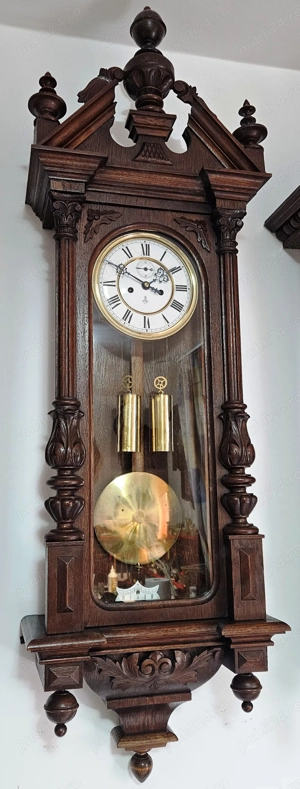 Ceas de perete cu pendul si 2 greutati Gustav Becker