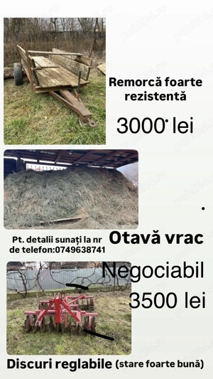 De vânzare disc , remorcă și otava 