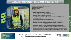 Angajam controlori de calitate Tureni (jud. Cluj)