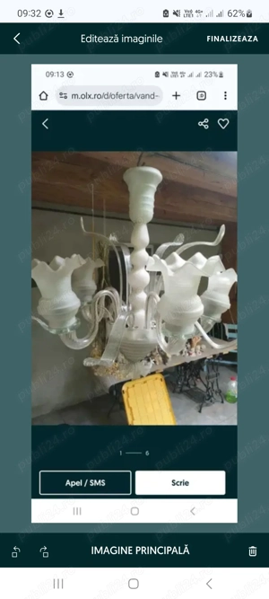 Lustra sticla cu petale și abajur floare piese