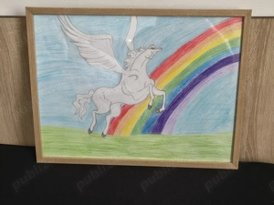 desen pegasus -Fantastic-Vis-Succes- Lucrare originală A3 în creioane colorate (Faber-Castell)-Cj - imagine 2