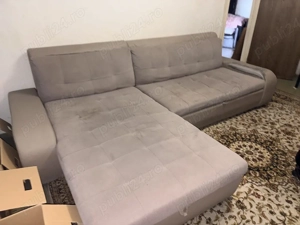 Coltar extensibil mare, gri, cu spatiu depozitare