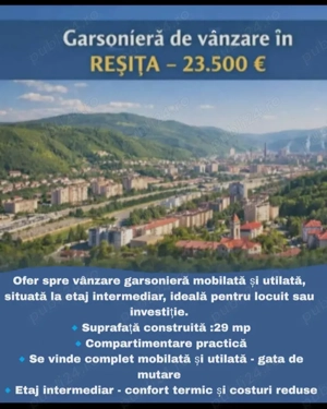 Garsonieră - Mobilată Utilată   Reșița 