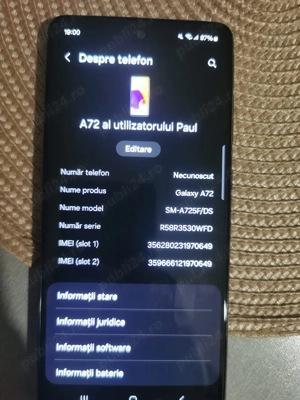 telefon samsung galaxy A72 foarte bun