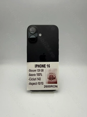 Iphone 16 128 GB 100%BATERIE