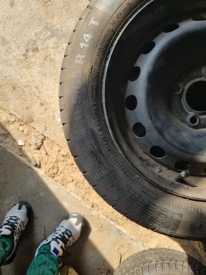 4 cauciucuri de vara 165 65 14 cu jante de tabla 4x100  - imagine 3