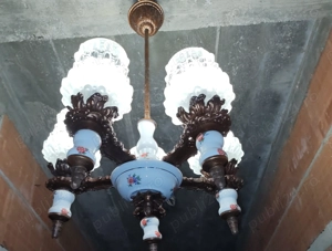 Candelabru Lustra 5 becuri Ceramica Antic  - imagine 2