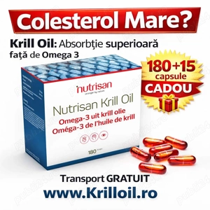 Colesterol Mărit? Krill Oil 180+15 Capsule CADOU + Transport Gratuit
