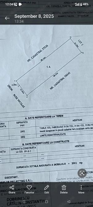 Teren intravilan   2.000 m , rm.vl, strada depozitelor
