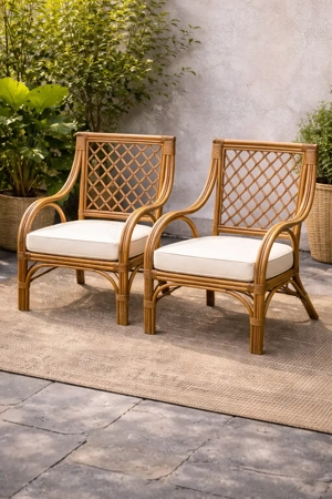 2 buc Fotoliu elegant solid din ratan; Fotoliu terasa gradina exterior