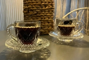 Set 2 cesti de cafea din cristal de Bohemia, nou, sigilat