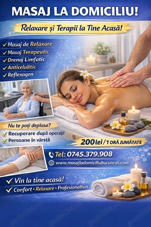 Masaj la domciliu pe masa de masaj- maseur autorizat