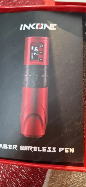 Vând mașina tatuat Saber, cu stoke ajustabil, cu doua baterii si RCA INKONE. 