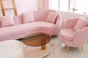 Set Canapea cu 2 fotolii Roz | Elegant si Rafinat pentru spatii de lux - imagine 4