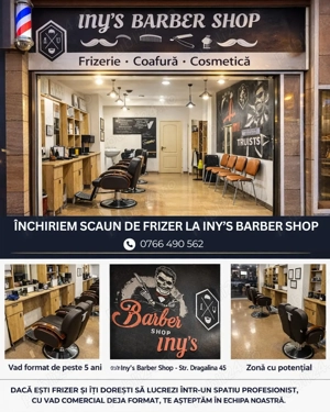 Închiriem Scaun de Frizer.Iny Barber shop
