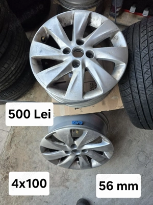 Set 4 jante aliaj 4x100 cu senzori de presiune pe 15 inch ca noi