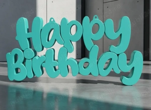 Decorațiune Premium  Happy Birthday    Textură Carbon   Mat